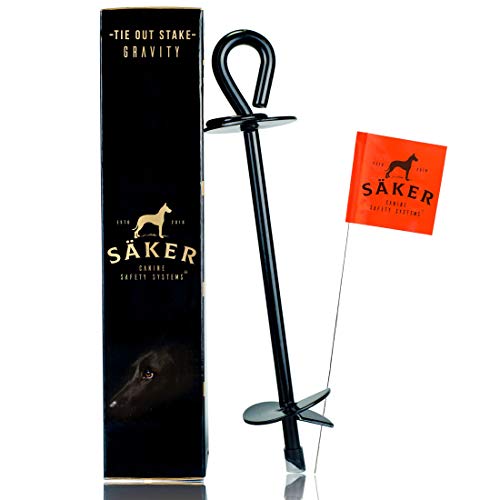 Säker Premium Tie Out Stake - Heavy Duty Anchor That fits Any Dog | Tether for Tie-Out Cable That Will Never Rust, Bend or Get Pulled Out