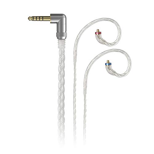FiiO LC-4.4C 4.4mm Hand-Woven,8-Stranded High-Purity Monocrystalline Silver-Plated Copper MMCX Replacement Cable for ShureSE215 SE315 SE846 SE535 SE425/JVC/FiiO FH5 FA7