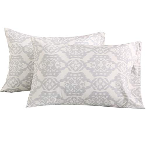 Vonty Floral Pillowcases Queen Size 100% Brushed Microfiber Ultra Soft Pillow Cover 20"x30", Grey Flowers