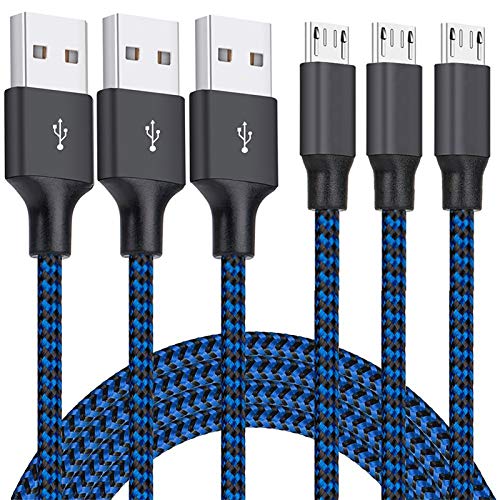 Book Cover Micro USB Cable, 3Pack 10FT Android Charger Cable Long Nylon Braided Sync and Fast Charging Cord Compatible with Samsung Galaxy S7 S6 Edge, Kindle, Android Smartphones, Tablets and More