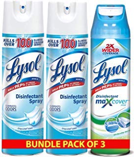 Book Cover Lysol Disinfectant Spray, 3ct - Max Cover, 1x15oz, + Crisp Linen, 2x19oz