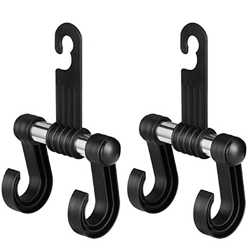 Car-Seat-Headrest-Hooks, Set of 2 Preyda Headrest Hangers Hold Grocery Shopping Bags, Coats, Purses, Baby Supplies for Cars, Jeeps, SUVs, Trucks and More, Black Car Headrest Hooks