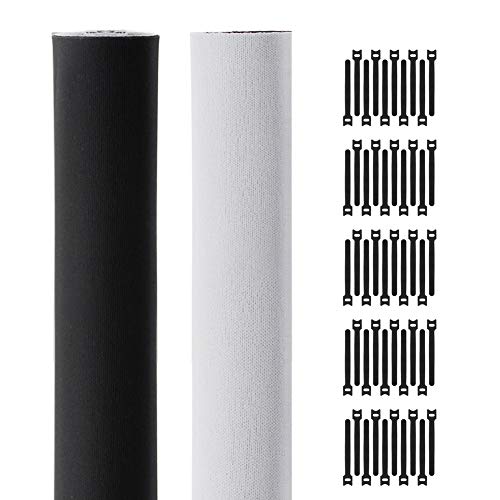 Kootek 118-Inch Cuttable Cable Cord Sleeves with 50 Pcs Cable Ties, Reusable Neoprene Wire Management Sleeves Organizer for TV Computer Office Desk