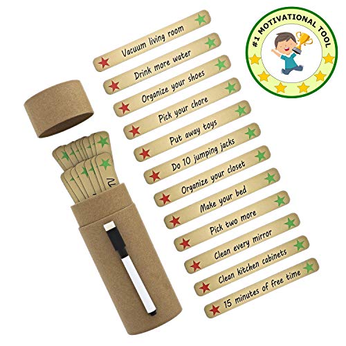Magnetic Chore Toys for Kids / Toddlers Behavior - Rewards Responsibility - 36 Sticks (Including 6 Blank Dry Erase Sticks) and 1 Marker - Simpler Than Reward Chart - Makes Great Craft!