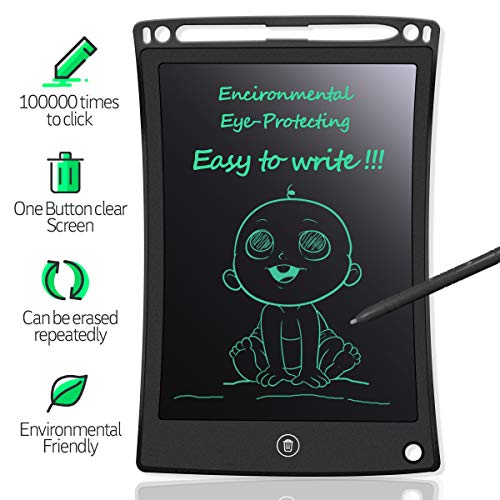 MYMAHDI LCD Writing Tablet, 8.5 inch Doodle Board, Electronic Drawing & Writing Board, with Smart Writing Stylus for Kids Gifts, School,Office, Fridge or Family Memo, Black