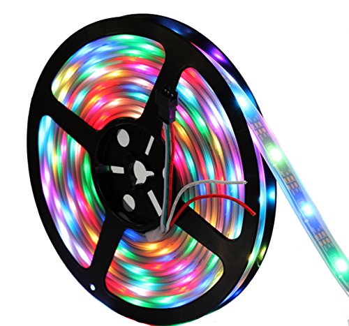 INVOLT WS2812B Individually Addressable LED Strip 30LED/M 150 Pixels 5M 5V, Programmable Dream Color Chasing Flexible Ourdoor Decoration, IP67 Waterproof Inside Tube Black PCB