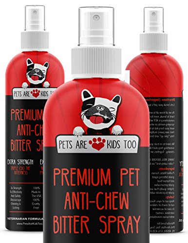 Book Cover Anti Chew Dog Training Spray: No Chew Bitter Spray and Pet Deterrent for Dogs and Cats - Behavior Correction to Stop Chewing and Licking - Safe for Furniture, Paws and Bandages - 8 Oz (1 Bottle)