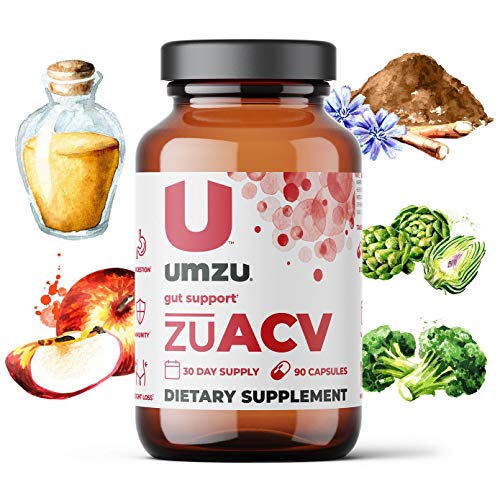 UMZU zuACV Apple Cider Vinegar + Prebiotics Supplement – 30 Day Supply – ACV & Inulin Fiber Blend – Supports Digestion, Gut Health, Immune Function & Bloating Relief – cGMP, USA Assembled