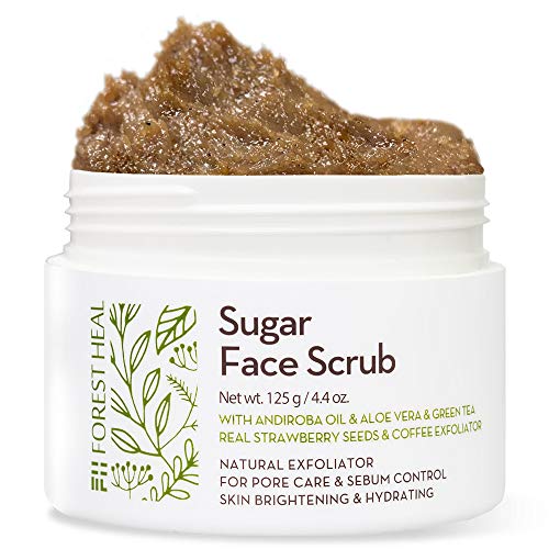 Face Sugar Scrub - Facial and Body Exfoliator for Cellulite - Skin Brightening & Hydrating - Pore Care, Acne, Sebum Control - Facial Scrub with Andiroba Oil - Forest Heal (125 ml / 4.4 fl.oz)…