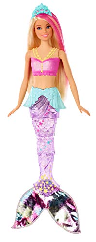 Barbie Dreamtopia Sparkle Lights Mermaid Doll with Swimming Motion and Underwater Light Shows, Approx 12-Inch with Pink-Streaked Blonde Hair, Gift for 3 to 7 Year Oldsâ€‹â€‹â€‹