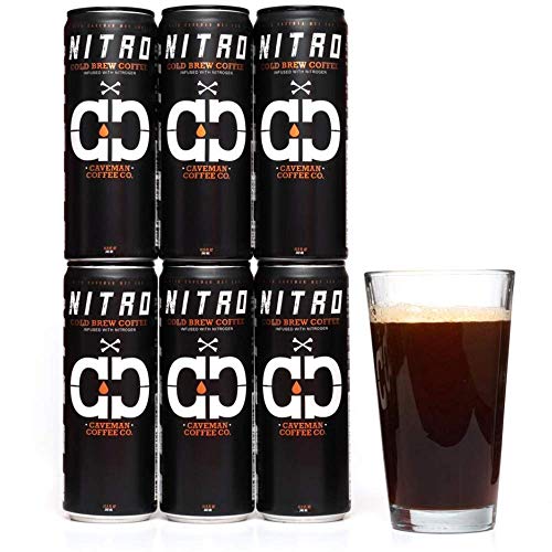 Nitro Cold Brew Coffee, Equals 3 Shots of Espresso, Sugar Free, Keto, Paleo Friendly, Pre-Workout Drink, No Refrigeration Required, South American Single Origin, Low Acidity, Tall 11.5 oz Cans, 6 Pack