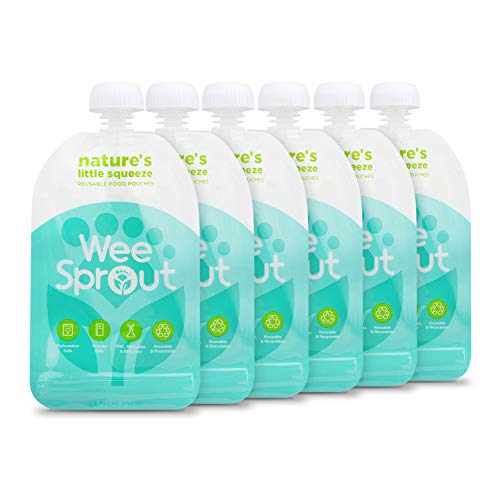 WeeSprout Double Zipper Reusable Food Pouches (Blue, 3.4 fl oz)