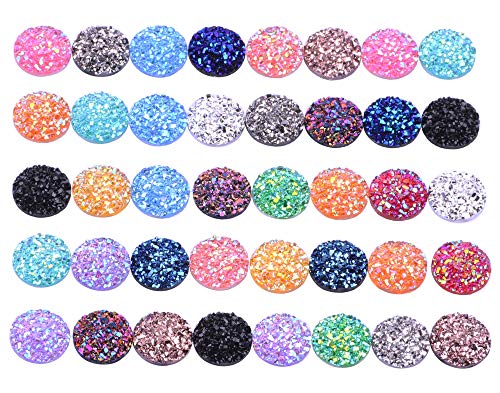 100 Mix Color 12mm Round Flat Back Resin Cabochon Cameo Faux Druzy Cabochons Mermaid Deco Jewelry Making