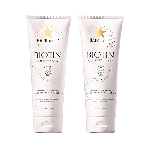 HAIRtamin Shampoo and Conditioner Set - Paraben & Sulfate Free, Volumizing & Moisturizing, Natural Biotin Shampoos and Conditioners, Gentle Moisturizer on Curly & Color Treated Hair