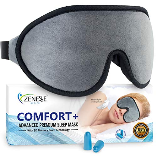 Comfort+ Advanced Premium Sleep Mask for Women & Men. Superior 3D REM Sleep Cavities Blacks Out All Light - 1oz Featherlight Eye Mask for Sleeping Wonâ€™t Irritate Nose, Hair or Eyelash Extensions