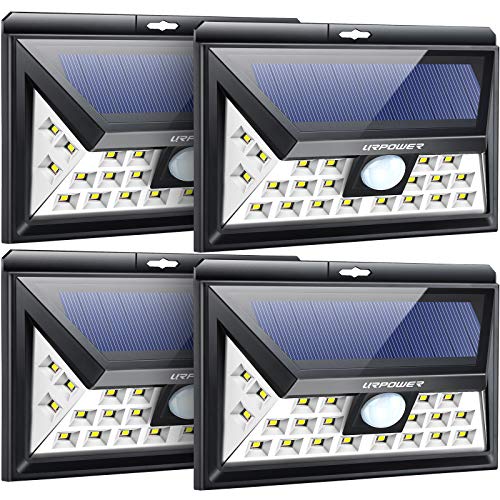 URPOWER Solar Lights Outdoor, 3 Modes Solar Motion Sensor Lights with 270Â° Wide Lighting, IP65 Waterproof Security Lights Outdoor Solar Flood Lights for Front Door, Backyard, Garage, Deck (4 Pack)
