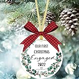 Christmas Ornament Our First Christmas Engaged Ornament 2022 - Engaged Christmas Ornament 2022 Engagement Gifts for Couples, 1st First Christmas Together Ornament Decoration Engagement Gifts for Women