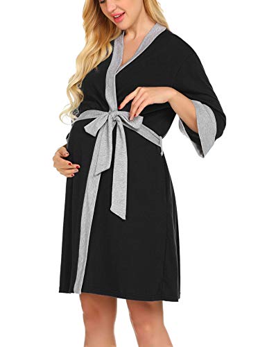 Ekouaer Maternity Nursing Robe Delivery NightgownsÂ Hospital Breastfeeding Gown