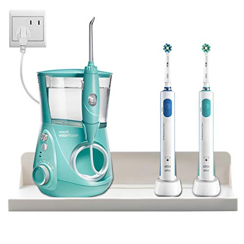 Wall Outlet Shelf Organizer Wall Mounted/Nail-Free & Nails Two Way Installations -Hold Up to 15lbs-12.4"x5.7"x2.3"-Good for Water Flosser/Cell Phone/Razor/Power Tools-White