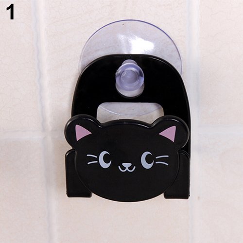yanQxIzbiu Cartoon Animal Soap Sponge Suction Drying Holder Home Kitchen Bathroom Rack - Black