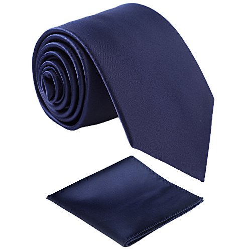 fortunatever Mens Solid Satin Mens Tie With Hanky,Handmade Neckties For Men