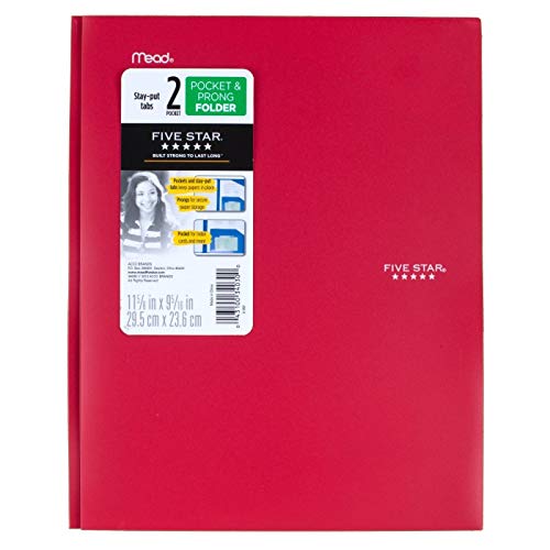 Plastic Folder with 3 Prongs 2 Pockets, Size 11.62 '' X 9.5'' Sheet Capacity 150 (RED)