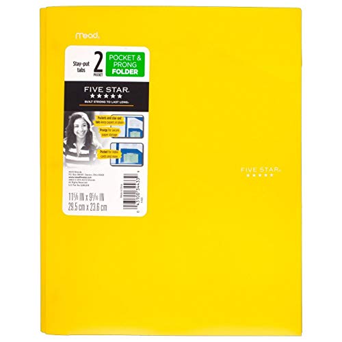 Plastic Folder with 3 Prongs 2 Pockets, Size 11.62 '' X 9.5'' Sheet Capacity 150 (Yellow)