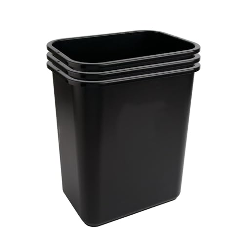 HighMark Office Depot Wastebaskets, 7 Gallons, 17 3/4in.H x 14 1/2in.W x 10 1/2in.D, Black, Pack of 3, WB0186
