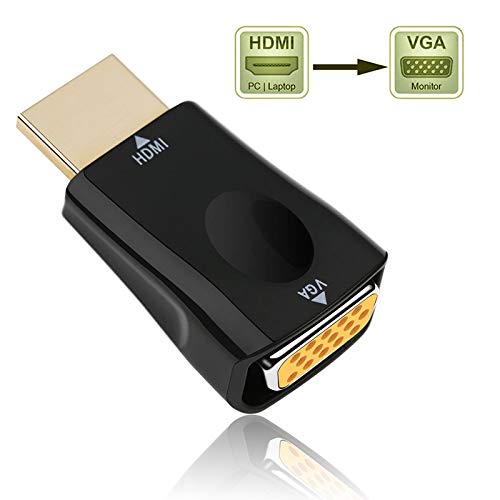 HDMI to VGA Adapter Converter Gold-Plated HDMI Adapter,VGA to HDMI Adapter for Monitor PC Laptop DVD Desktop and Other HDMI Input Devices - Black