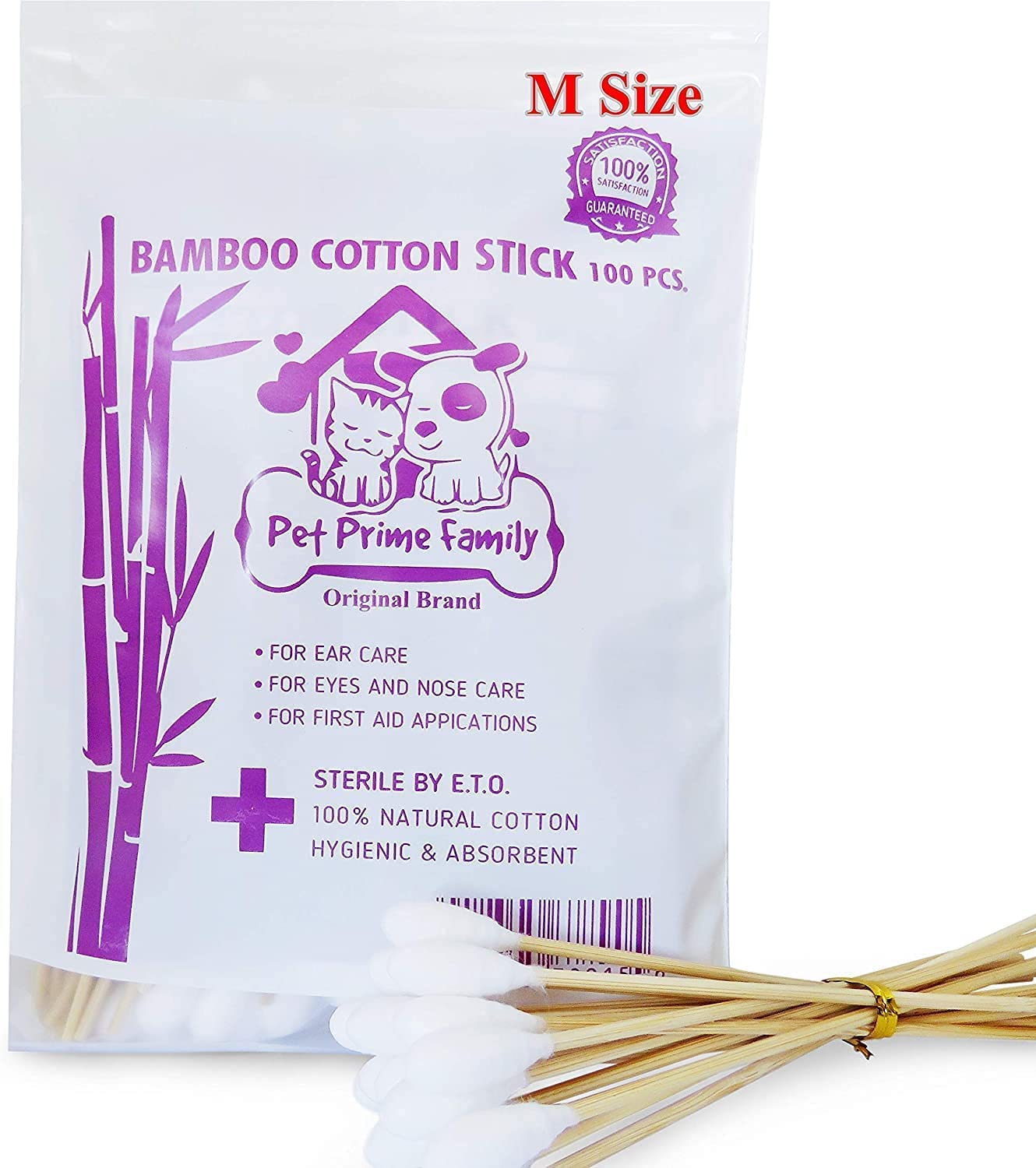 Dog Toy & Outdoor Dog Toys for The Entire Family. Great Alternative to Tennis Balls for Dogs, Herding Ball for Dogs & Jolly Balls for Dogs.Cotton Buds 100 Pieces 6" Bamboo Handle Great for Dog Ears,Premium 100% Cotton (Medium Size) by Prime Sho