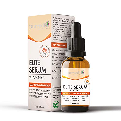 Purvedic| Your Advanced Viamin C Anti-Aging Face Serum with Hyaluronic Acid, Vitamin C & Vitamin E Oil for Face Brightening, Anti-Wrinkle Facial and Sun Damage Glowâ€¦
