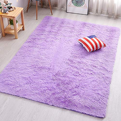 Book Cover PAGISOFE Super Soft Purple Area Rugs for Kids Room Girls Bedroom Fluffy Shag Fur Rug for Living Room Nursery Rugs Thick Cute Plush Rug Decorative Floor Carpet 4' x 5.3',Purple