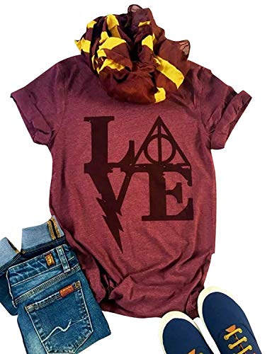 Love Graphic T Shirt Letter Print Cute Funny Shirts Summer Casual Short Sleeve Tees Tops Vacation T-Shirt (X-Large, Red)
