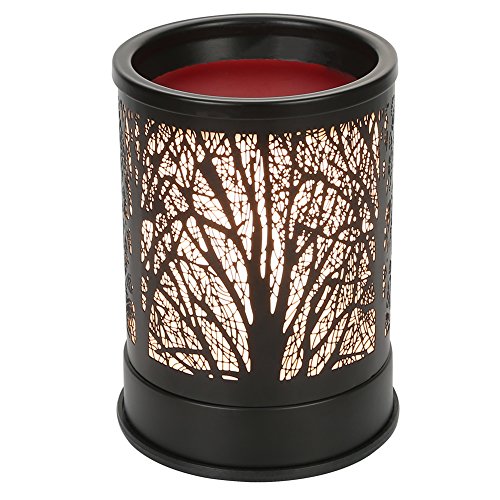 Book Cover Foromans Wax Melts Candle Warmer Classic Black Metal Forest Design Fragrance Oil Warmer Lamp for Home DÃ©cor