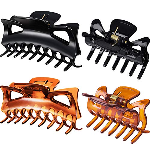 Book Cover Bememo 4 Pieces Plastic Hair Claw Clips Women Claw Clamps (2.4 Inches and 4.33 Inches)