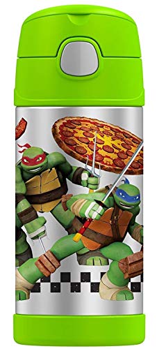 Book Cover GENUINE THERMOS BRAND FUNTAINER Vacuum Insulated Straw Bottle, 12-Ounce, Lime, Teenage Mutant Ninja Turtles