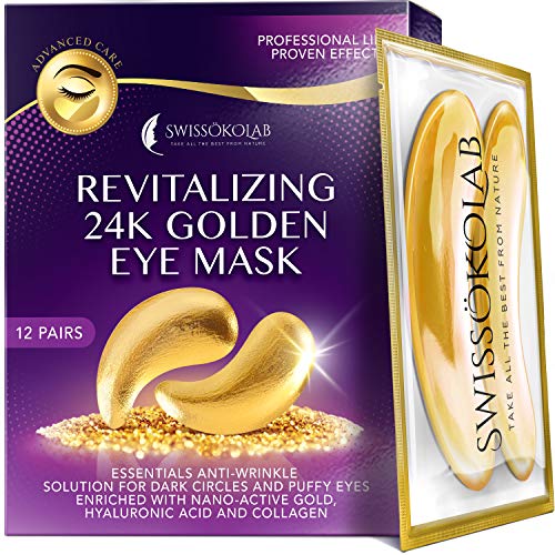 Book Cover Under Eye Patches For Puffy Eyes 24k Gold Eye Mask For Dark Circles And Puffiness Collagen Eye Gel Pads Moisturizing & Reducing Wrinkles Anti-Aging Hyaluronic Acid (Blue)