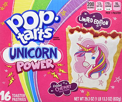 Kelloggs Unicorn Power Frosted Cherry Flavoured Pop Tarts 32 Toaster Pastries 1.66kg Box