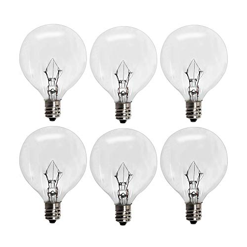 Book Cover 6 Pack Wax Warmer Bulbs,G50 25 Watt Bulbs for Full Size Scentsy Warmers,G16.5 Globe E12 Incandescent Candelabra Base Clear Light Bulbs for Candle Wax Warmer,1.97 Inches,Long Last Lifespan