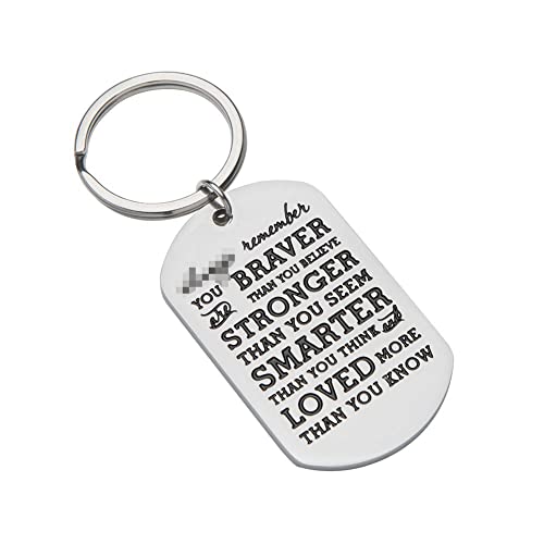 Inspirational Gifts for Him Her Encouragement Gifts for Teenage Girl Teens Girls Boys Women Men Engraved Keychain You are Braver Than You Believe Graduation Birthday Gift for Kids Stocking Stuffers