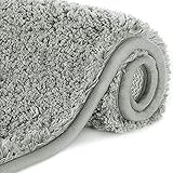 Lifewit Non-Slip Bathroom Rug, Plush Microfiber Bath Mat, Soft Thick Shower Rug Water Absorbent, Machine Washable, Grey, 32"x20"