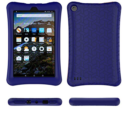 Book Cover TIRIN Fire 7 2019/2017 Case - Light Weight Shock Proof,Anti-Slip Soft Silicone Back Cover Case for All-New Amazon Fire 7 Tablet(9th/ 7th Generation, 2019/2017 Release), Dark Blue
