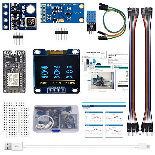 Book Cover ESP8266 Weather Station Kit with DHT11 Temperature Humidity BMP180 Atmosphetic Pressure BH1750FVI Light Sensor 0.96