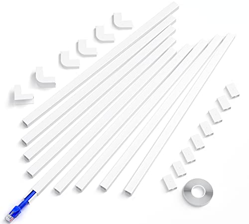 142'' Cord Hider, Delamu Cord Cover Wall, One-Cord Channel Cable Hider, Wire Covers for Cords, Wall Cable Cord Concealer, Cable Wire Cover, Wire hiders for TV on Wall, 9xL15.7 W0.59 H0.4in, CC03 White