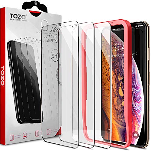TOZO iPhone Xs Max Screen Protector [3-Pack] Premium Tempered Glass [0.26mm] 9H Hardness 2.5D Film Super Easy Apply for iPhone Xs Max 6.5 Inch (2018)