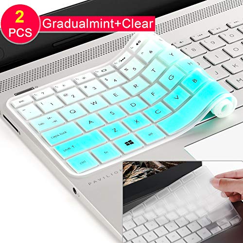 [2pack] Keyboard Cover for HP Envy x360 2-in-1 15.6" Laptop Series /2018 Newest HP Pavilion 15.6 inch Series /2018 HP Envy 17.3" 17M 17-BS 17-BW Series Touch-Screen Laptop Protective Skin(Gradualmint)