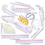 MIUSIE Practical Fashion Ruler Set -12 Style Fashion Pattern Design Ruler- Sewing Pattern Making Tools with Stitching Wheel Tool for Designing Patterns