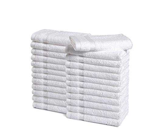 Book Cover AmazonCommercial Premium 100% Cotton Washcloth Set- Pack of 24, 13 x 13 Inches, 520 GSM, White