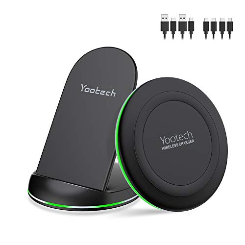 Yootech Wireless Charger, [2 Pack] Qi-Certified 10W Max Wireless Charging Pad Stand Bundle,Compatible with iPhone 11/11Pro/11Pro Max/XS Max/XR/XS,Galaxy Note 10/S10/S9, AirPods Pro(With 4 USB C Cable)