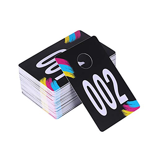 SUKIRA Live Plastic Number Tags, Normal and Reverse Mirror Image Coat Room Checks for Facebook Live, Reusable Lularoe Supplies, Hanger Cards for Clothes, 100 Consecutive Numbers, (001-100)